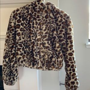 Leopard faux fur jacket top shop